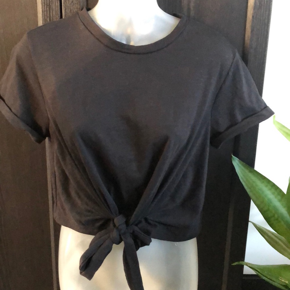 Wasabi + Mint  front tie black T- Shirt 🤩